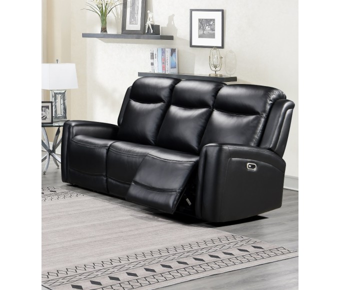 Katlyn Leather Power Reclining Sofa - Black